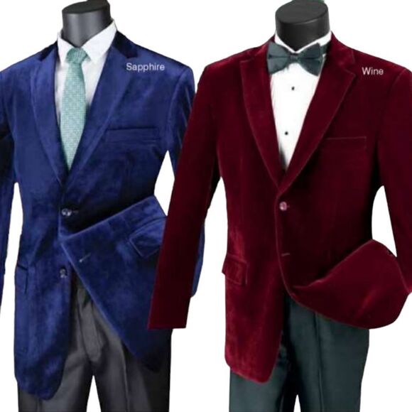 MEN'S VINCI SAPPHIRE BLUE LUXURIOUS VELVET SPORT JACKET. - Picture 1 of 9